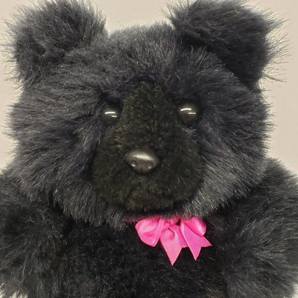 Ty 12" Blackie Black Teddy Bear Seated Vintage 1987 Stuffed Animal Plush - Picture 3 of 7